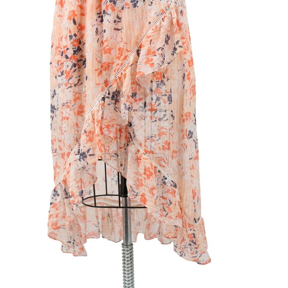 Ramy Brook Manon Dress Strapless Silk Floral Ruffle Midi S Blush Combo - Picture 5 of 9